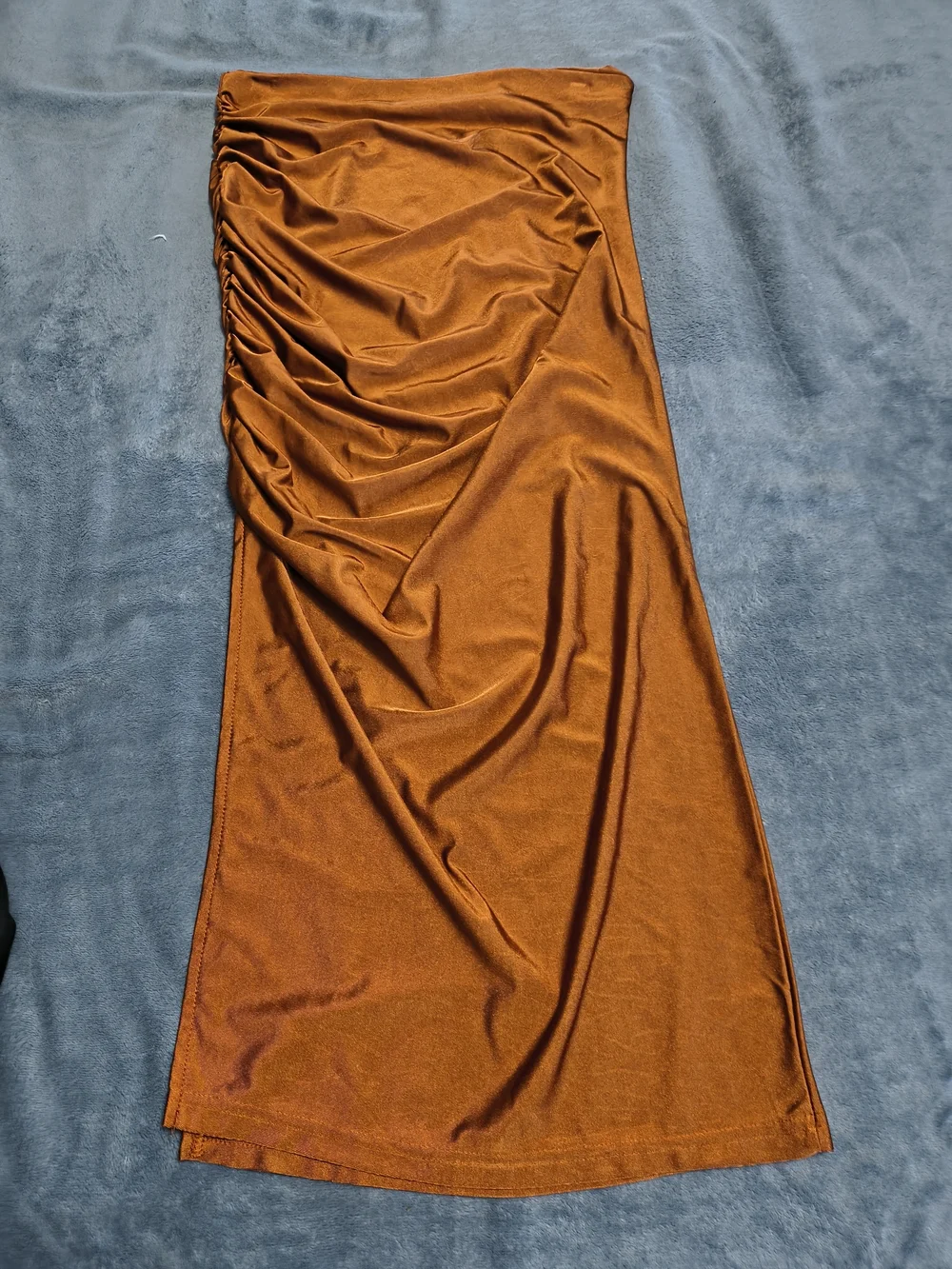 SHEIN Rust Orange Ruched Maxi Skirt